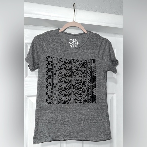 Chaser Champagne Graphic Tee Shirt , Heather Gray & Black - Picture 1 of 7